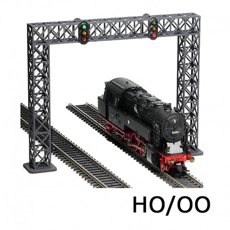 Double Track Version grey 2 x HO or OO gauge Signal Bridge LED 3 aspects 