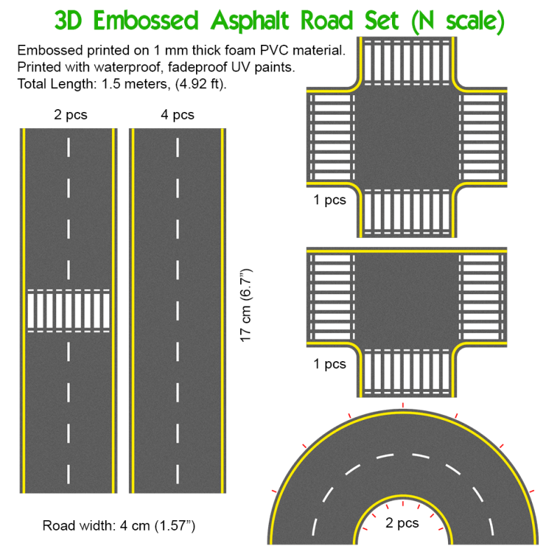 6" Scale Road Stripe White Highways & Byways NRSW N Scale 