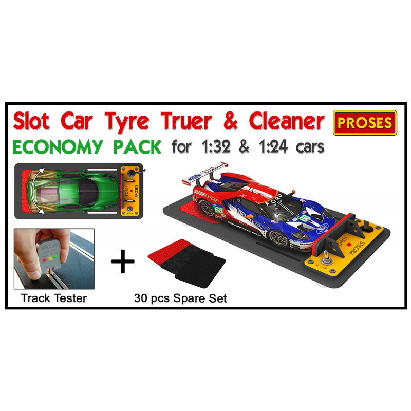 Slot Car Economy Pack with Track Tester and 30 pcs Spares Set
