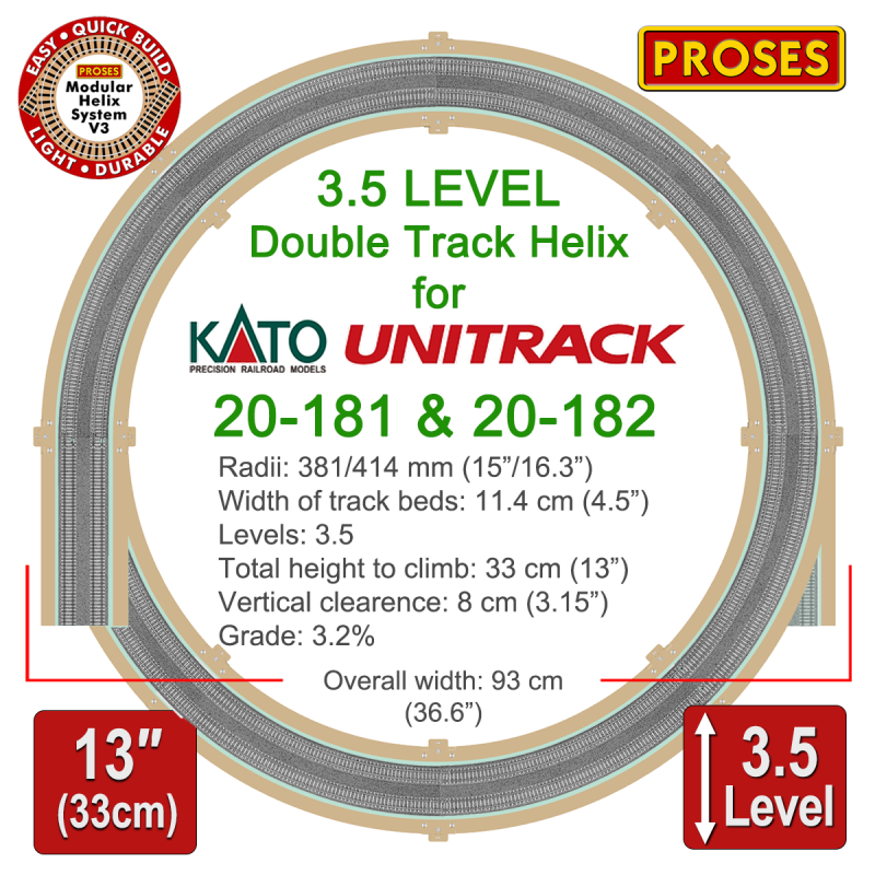 Smart Eco Helix for KATO 20-181 Double Tracks 3.5 Levels - Height: 33cm/13" Smart Eco Helix for KATO 20-181 Double Tracks 3.5 Levels - Height: 33cm/13"