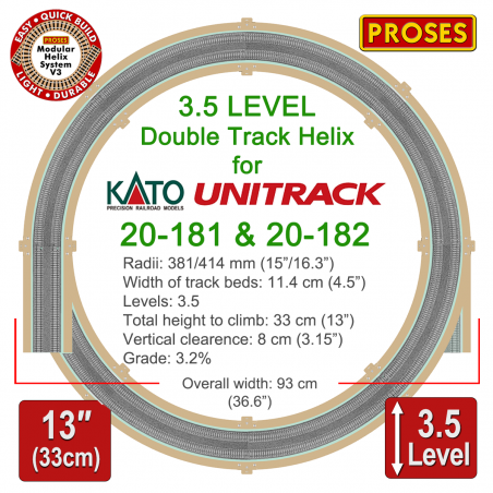 Smart Eco Helix for KATO 20-181 Double Tracks 3.5 Levels - Height: 33cm/13"